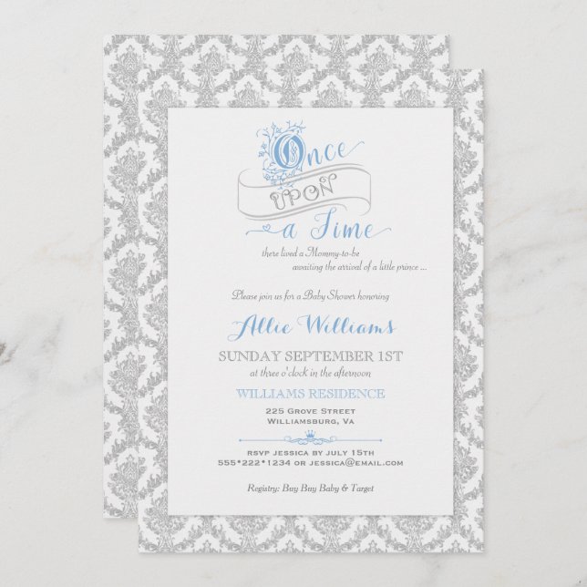 Fairytale Once Upon a Time Prince Baby Shower Invitation (Front/Back)