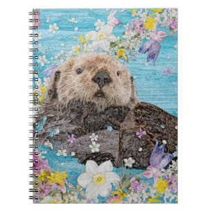 Fairytale Otter in River of Flowers Notebook