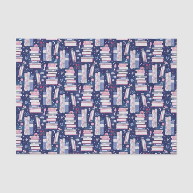 Fairytale Pile of Books Blue  Tissue Paper (Front)