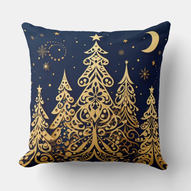 Fairytale Pines in Gold – Romantic Nights Cushion (Front)