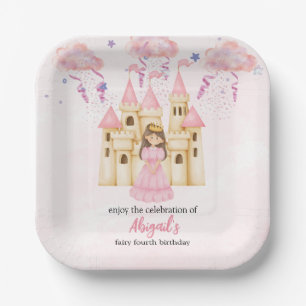 Fairytale Pink Castle Princess All Ages Birthday Paper Plate
