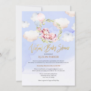 Fairytale Pink Unicorn Dream   Virtual Baby Shower Invitation