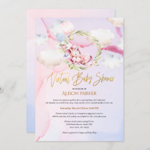 Fairytale Pink Unicorn Dream   Virtual Baby Shower Invitation