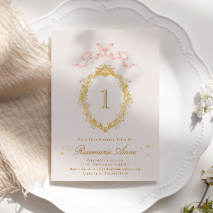 Fairytale Princess Big Number Girly Birthday Party Invitation