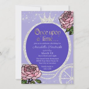 Fairytale Princess Carriage & Stained Glass Roses Invitation
