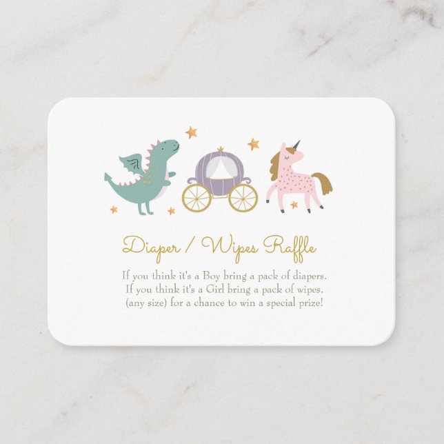 Fairytale Princess Diaper / Wipes Raffle Card (Front)