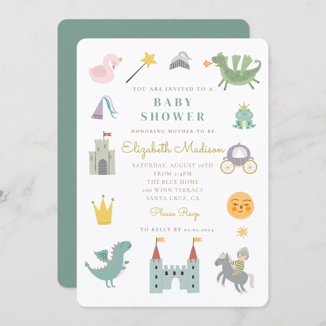 Fairytale Princess Dragon Baby Shower Invitation (Creator Uploaded)