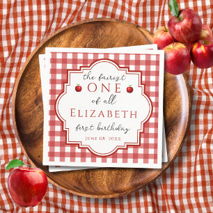 Fairytale Princess Fairest One Red Plaid Birthday Napkin
