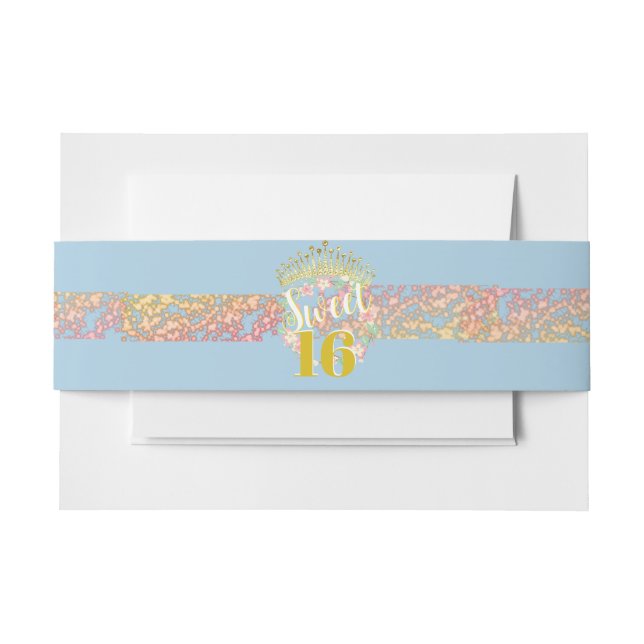 Fairytale Princess Glitter Sweet sixteen Invitation Belly Band (Front Example)