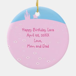 Fairytale Princess in Pink Birthaday Party Ceramic Ornament