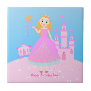 Fairytale Princess in Pink Birthaday Party Ceramic Tile
