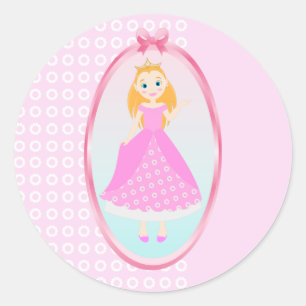 Fairytale Princess in Pink Birthaday Party Classic Round Sticker