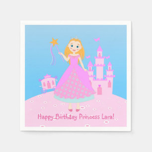 Fairytale Princess in Pink  Birthaday Party Napkin