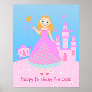 Fairytale Princess in Pink Birthaday Party Poster