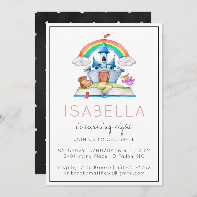 Fairytale Princess Party Invitation (Front/Back)