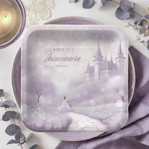 Fairytale Princess Quinceanera Lavender ID1030 Paper Plate