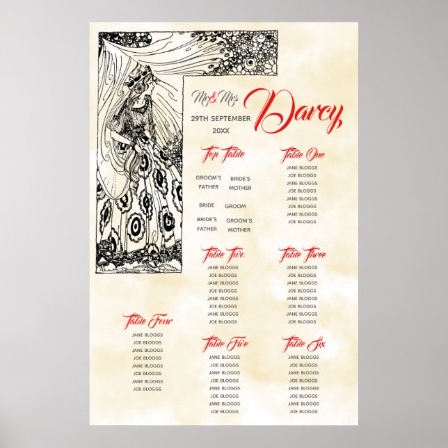 Fairytale Princess Seating Chart with Top Table (Front)