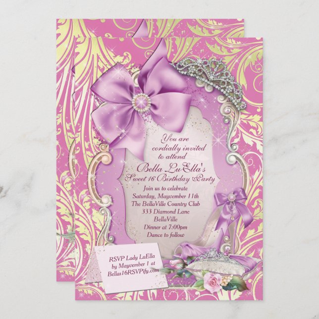 Fairytale Princess Sweet 16 Invitation (Front/Back)