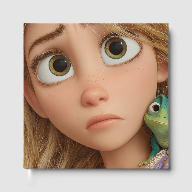 Fairytale Princess Wedding Guest Book Long Golden  (Front)