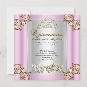 Fairytale Quinceanera 15th Birthday Pink Invitation