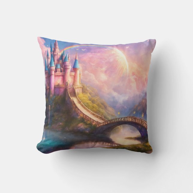 Fairytale Rainbow Castle Cushion (Front)