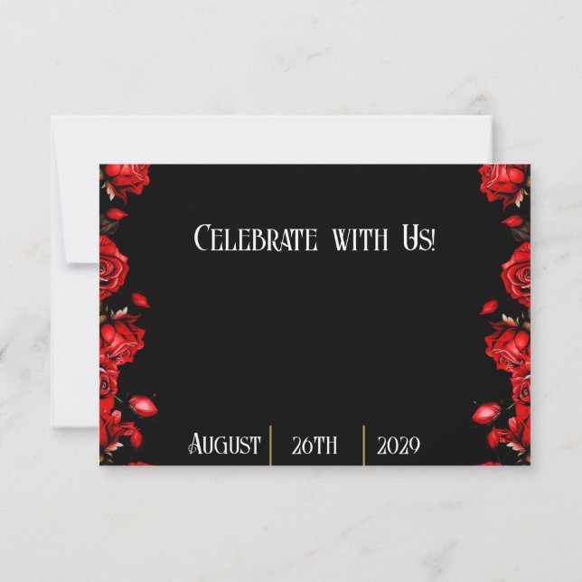 Fairytale Red Roses Wedding Save The Date (Back)