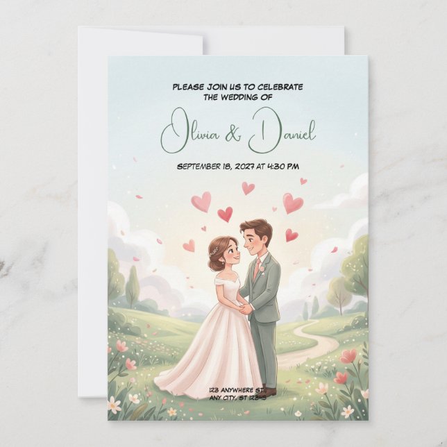 Fairytale Romance Wedding Invitation (Front)