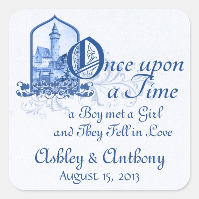 Fairytale Royal Blue Castle Once Upon Wedding Seal (Front)