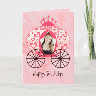 Fairytale Royal Princess Carriage Girl Birthday  Card