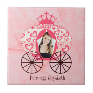 Fairytale Royal Princess Carriage Girl Birthday Ceramic Tile