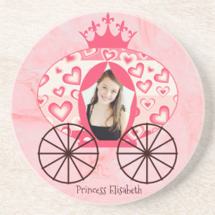 Fairytale Royal Princess Carriage Girl Birthday Coaster