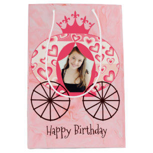 Fairytale Royal Princess Carriage Girl Birthday Medium Gift Bag