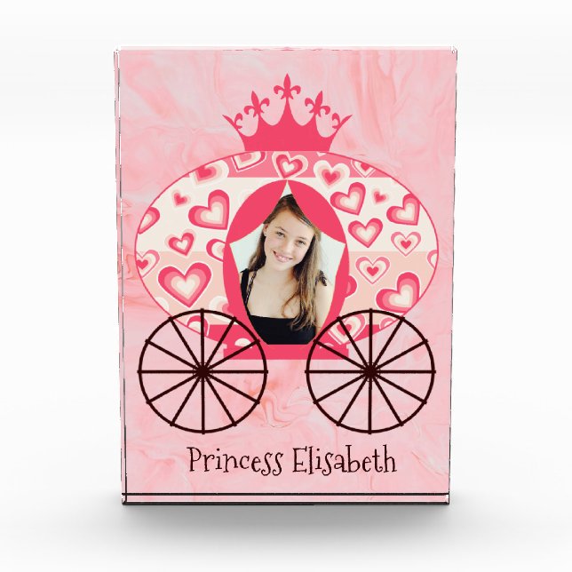 Fairytale Royal Princess Carriage Girl Birthday  Photo Block (Front)