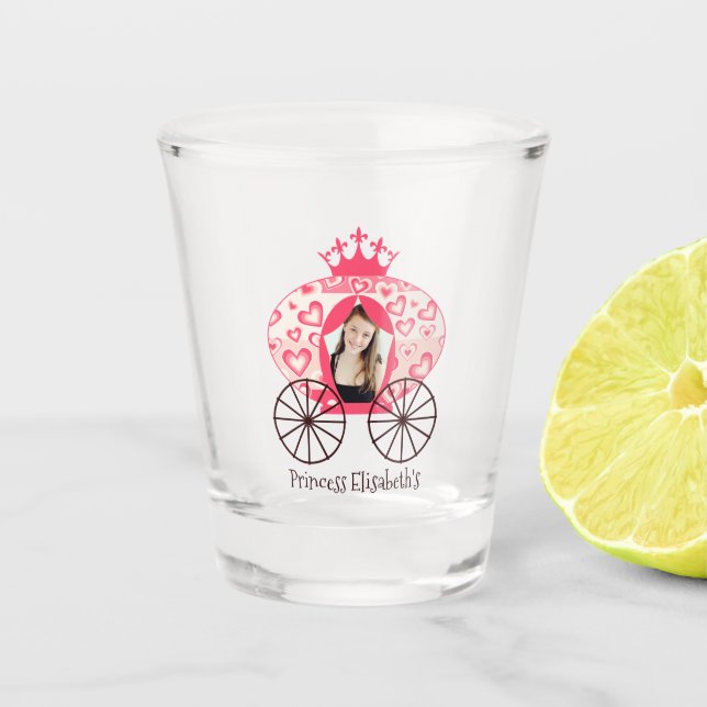 Fairytale Royal Princess Carriage Girl Birthday  Shot Glass (Front)