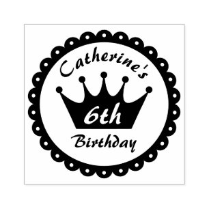 Fairytale Royal Princess Crown Girl Birthday Rubber Stamp