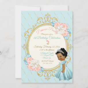 Fairytale Royal Princess Pink Aqua Girl Ethnic Invitation