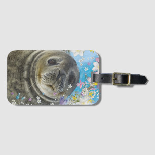 Fairytale Sealion in Ocean of Flowers Luggage Tag