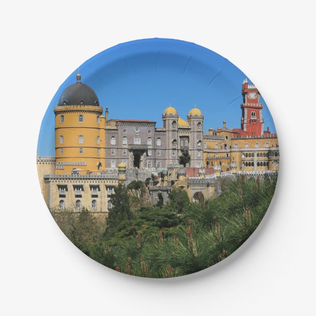 Fairytale Sintra Palace photo, in Portugal Paper Plate (Front)