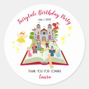 Fairytale Stories Girl Birthday Party Classic Round Sticker