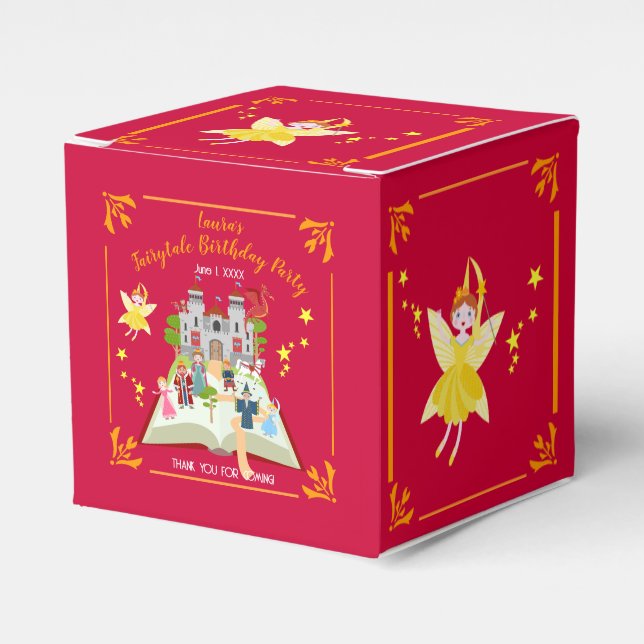 Fairytale Stories Girl Birthday Party Favour Box (Front Side)
