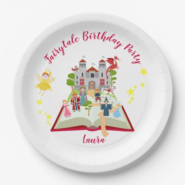Fairytale Stories Girl Birthday Party Paper Plate (Front)