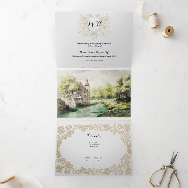 Fairytale Storybook Trifold Wedding Invitation (Inside)