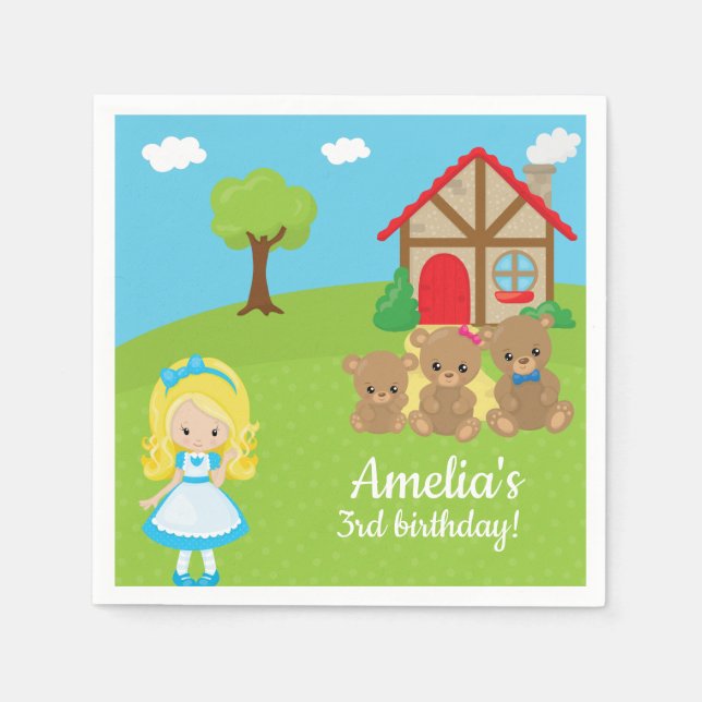 Fairytale Storytime Goldilocks Three Bears Napkin (Front)