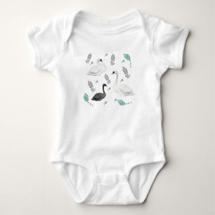 Fairytale Swan Illustration Folk Botanical Baby Bodysuit