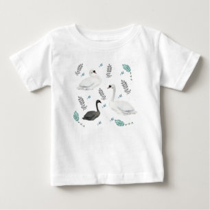 Fairytale Swan Illustration Folk Botanical Baby T-Shirt