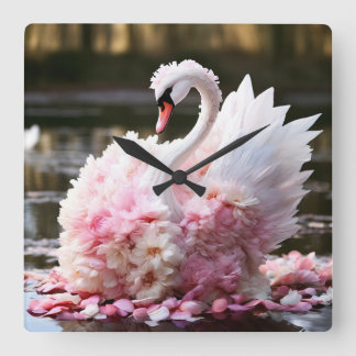 Fairytale swan square wall clock