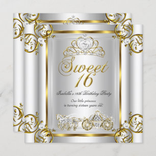 Fairytale Sweet 16 16th Birthday Gold Silver 3 Invitation