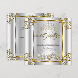 Fairytale Sweet 16 16th Birthday Gold Silver Invitation
