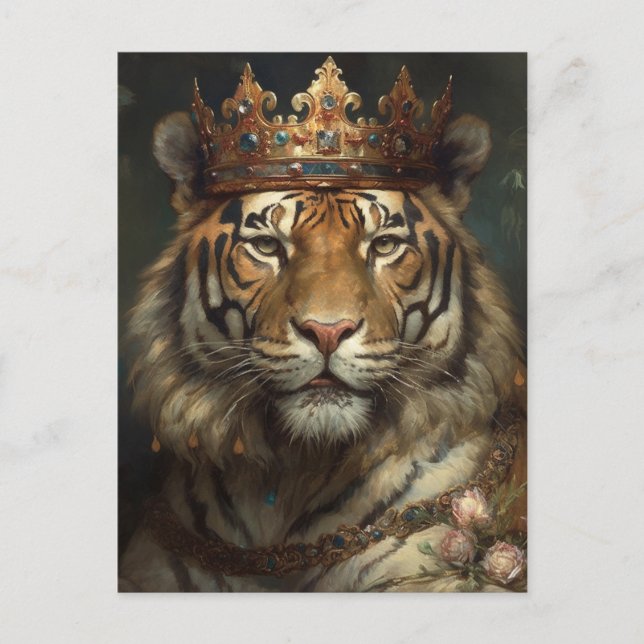 Fairytale Tiger in a Crown Postcard (Front)