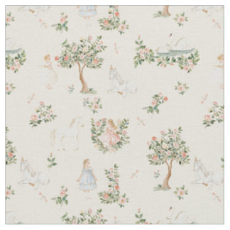 Fairytale Victorian Garden Swan Unicorn Cottagecor Fabric